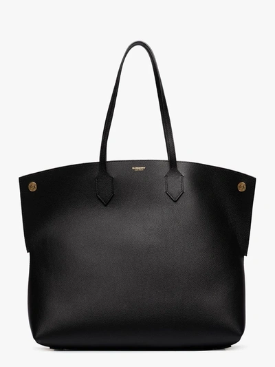 Shop Burberry Black Society Large Leather Tote Bag