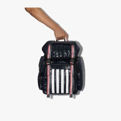 Shop Thom Browne Blue Quilted Tricolour 4-bar Stripe Backpack