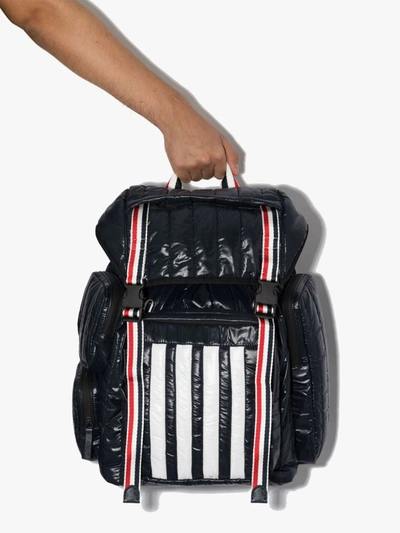 Shop Thom Browne Blue Quilted Tricolour 4-bar Stripe Backpack