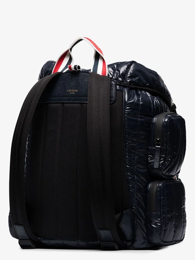 Shop Thom Browne Blue Quilted Tricolour 4-bar Stripe Backpack