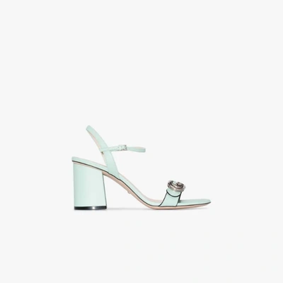 Shop Gucci Green Gg Marmont 75 Leather Sandals