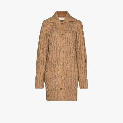 Shop Chloé Brown Chunky Oversized Cable Knit Cardigan