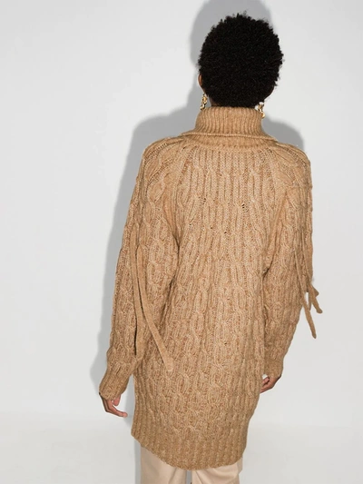 Shop Chloé Brown Chunky Oversized Cable Knit Cardigan