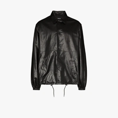 Shop Balenciaga Black Leather Windbreaker Jacket