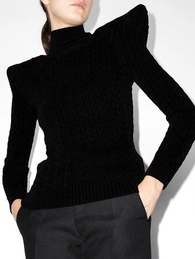 Shop Balenciaga Pagoda Shoulders Velvet Sweater In Black