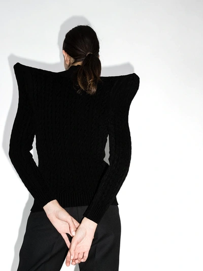 Shop Balenciaga Pagoda Shoulders Velvet Sweater In Black