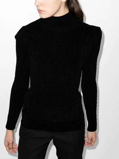 Shop Balenciaga Pagoda Shoulders Velvet Sweater In Black