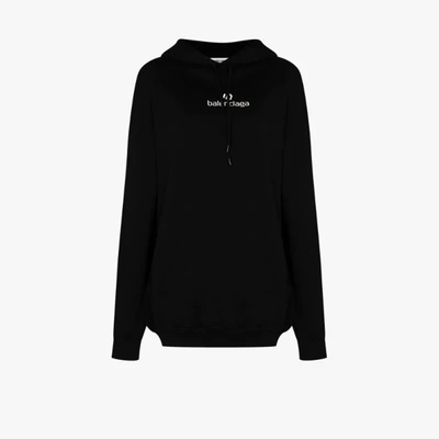 Shop Balenciaga Sponsor Logo Cotton Hoodie In Black