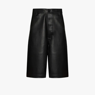 Shop Rick Owens Drkshdw Faux Leather Wide Leg Shorts In Black