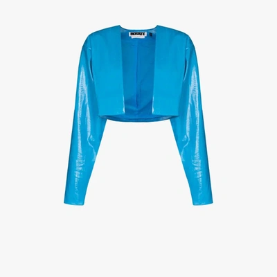 Shop Rotate Birger Christensen Magrit Faux Leather Jacket In Blue