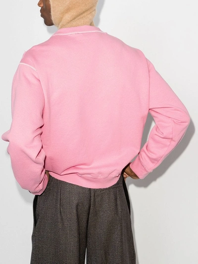 Shop Gucci Cat Logo Cotton Sweatshirt In Pink