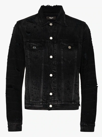 Shop Amiri Shotgun Trucker Denim Jacket In Black