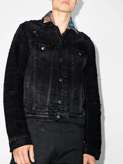 Shop Amiri Shotgun Trucker Denim Jacket In Black