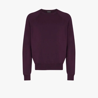 Shop Tom Ford Crew Neck Cotton Sweatshirt In Purple