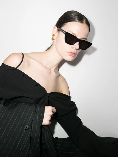 Saint Laurent Black New Wave 276 Cat Eye Sunglasses In Black
