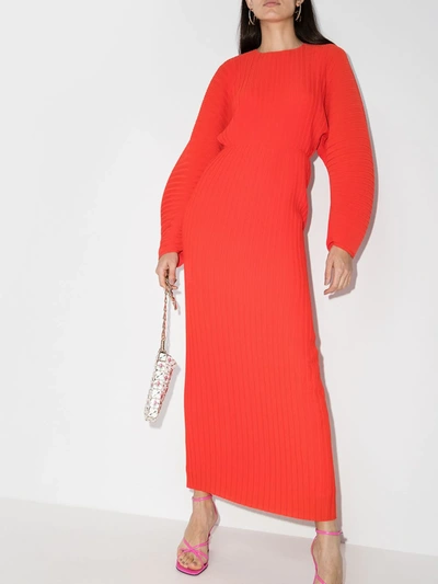 Shop Solace London Mirabelle Pleated Maxi Dress In Orange