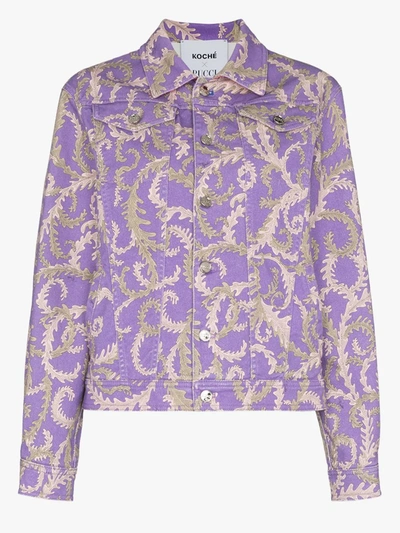 Shop Emilio Pucci Purple X Koché Selva Printed Denim Jacket