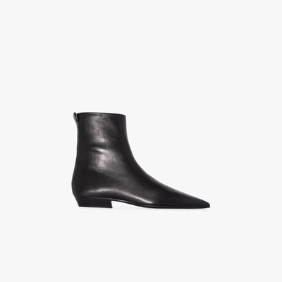 Shop Jil Sander Black Leather Ankle Boots