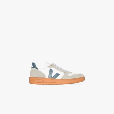 Shop Veja White V10 Leather Low Top Sneakers