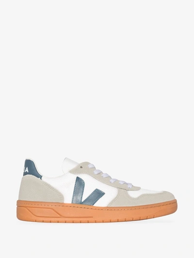 Shop Veja White V10 Leather Low Top Sneakers