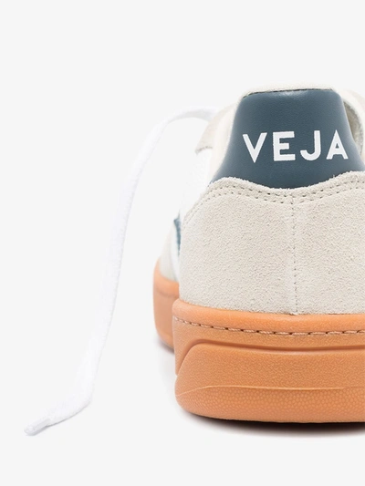 Shop Veja White V10 Leather Low Top Sneakers