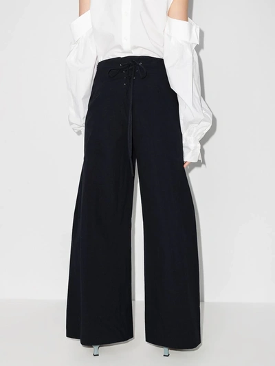 Shop Rosie Assoulin Blue High Waist Sailor Trousers