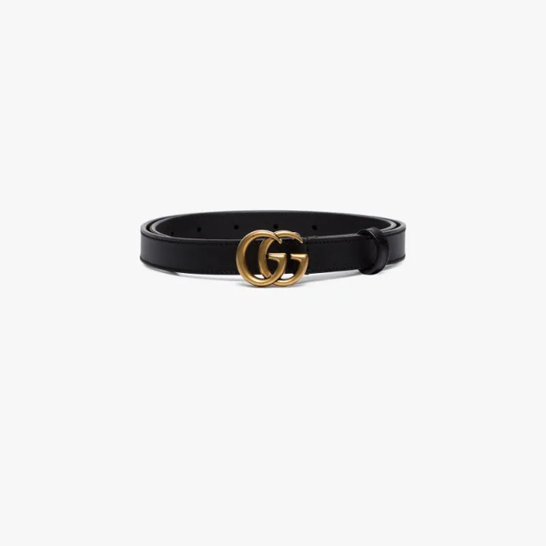 wide leather belt with double g