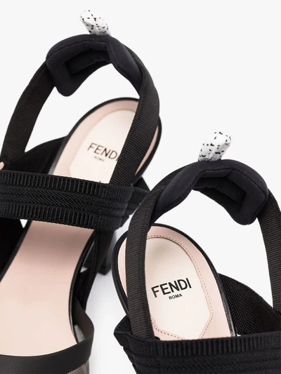 Shop Fendi Black Colibrì 85 Mesh Slingback Pumps