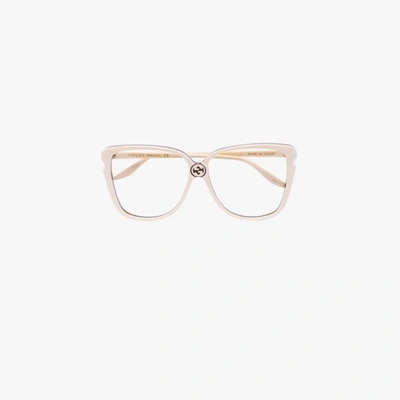 Shop Gucci Brown Butterfly Optical Glasses In Neutrals