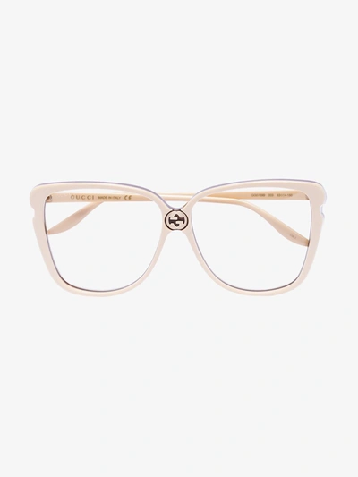 Shop Gucci Brown Butterfly Optical Glasses In Neutrals