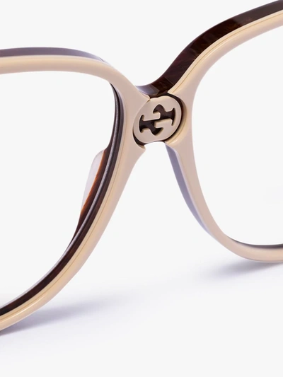 Shop Gucci Brown Butterfly Optical Glasses In Neutrals