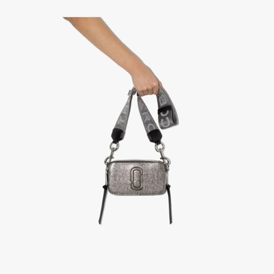 Shop Marc Jacobs The Snapshot Glitter Crossbody Bag In Silver