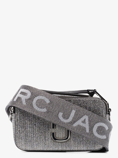 Shop Marc Jacobs The Snapshot Glitter Crossbody Bag In Silver