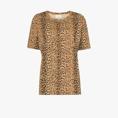 Shop Saint Laurent Leopard Print T-shirt In Neutrals