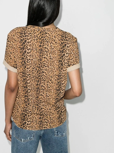 Shop Saint Laurent Leopard Print T-shirt In Neutrals