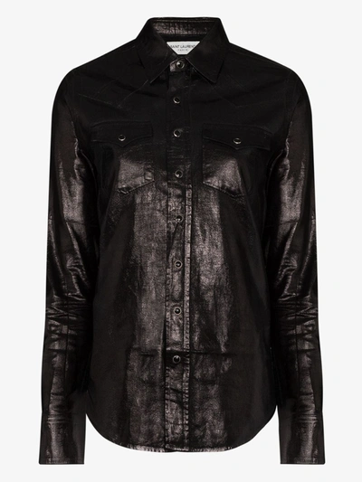 Shop Saint Laurent Button-down Western Shirt In Black