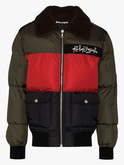 Shop Palm Angels Desert Logo Down Jacket In Green