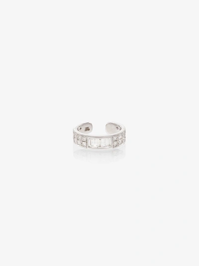 Anita Ko 18kt White Gold Baguette Diamond Ear Cuff In Silver