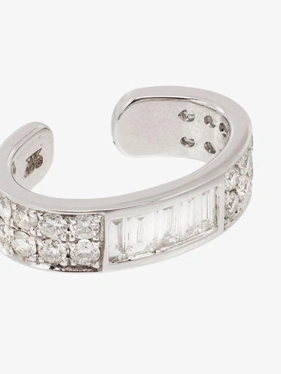 Shop Anita Ko 18k White Gold Baguette Diamond Ear Cuff In Silver