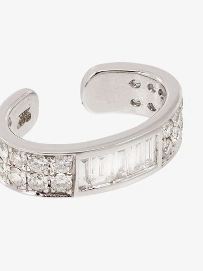 Anita Ko 18kt White Gold Baguette Diamond Ear Cuff In Silver