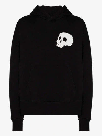 Shop Palm Angels Black Skull Logo Print Cotton Hoodie