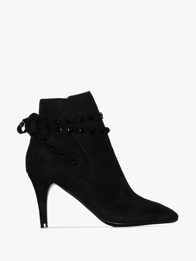 Shop Valentino Black Rockstud Flair 85 Ankle Boots