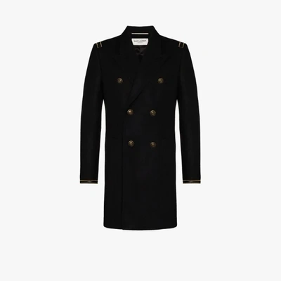 Shop Saint Laurent Doppelreihiger Mantel In Schwarz