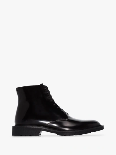 Shop Saint Laurent Black Cesna 20 Leather Ankle Boots