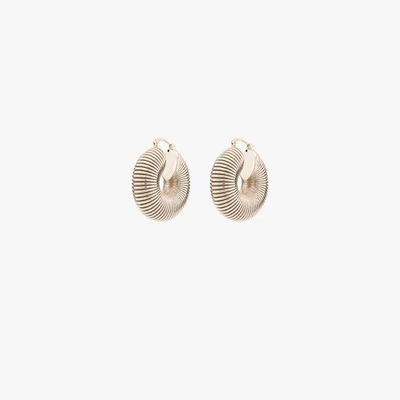 Shop Jil Sander Gold Tone Snail Wide Hoop Earrings In Metallic