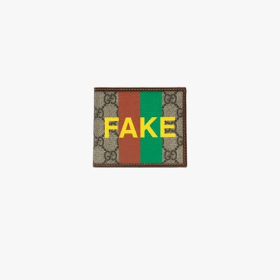 Shop Gucci Brown Fake/not Bifold Wallet In Neutrals