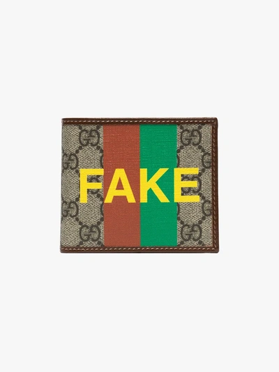 Shop Gucci Brown Fake/not Bifold Wallet In Neutrals