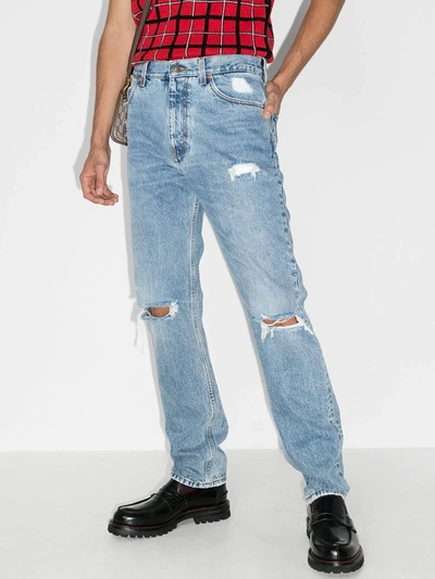 Shop Gucci Jeans Im Distressed-look In Blau
