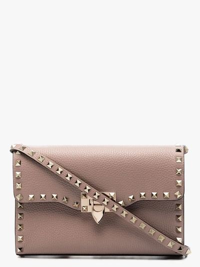 Shop Valentino Pink Rockstud Leather Cross Body Bag