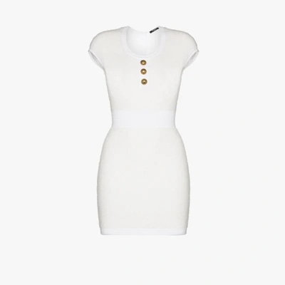 Shop Balmain Bodycon Mini Dress In White